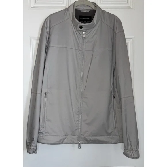 Men's Michael Kors Racer Jacket XL Gray Full Zip - Picture 2 of 5